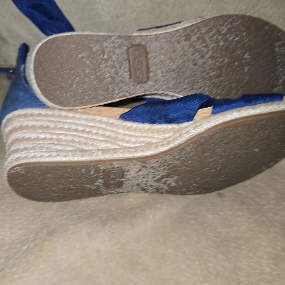 Ugg Starla Navy Blue Tie Wedge Navy Blue Ankle Espadrille Sandals Size 7 - Picture 12 of 12